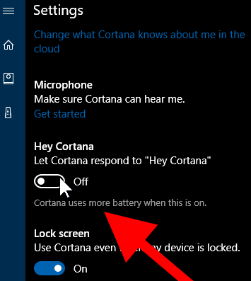 Cortana Settings