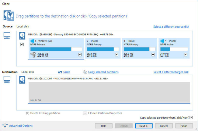 Choose Clone Destination