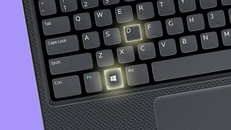 Keyboard with D and Windows keys highlighted