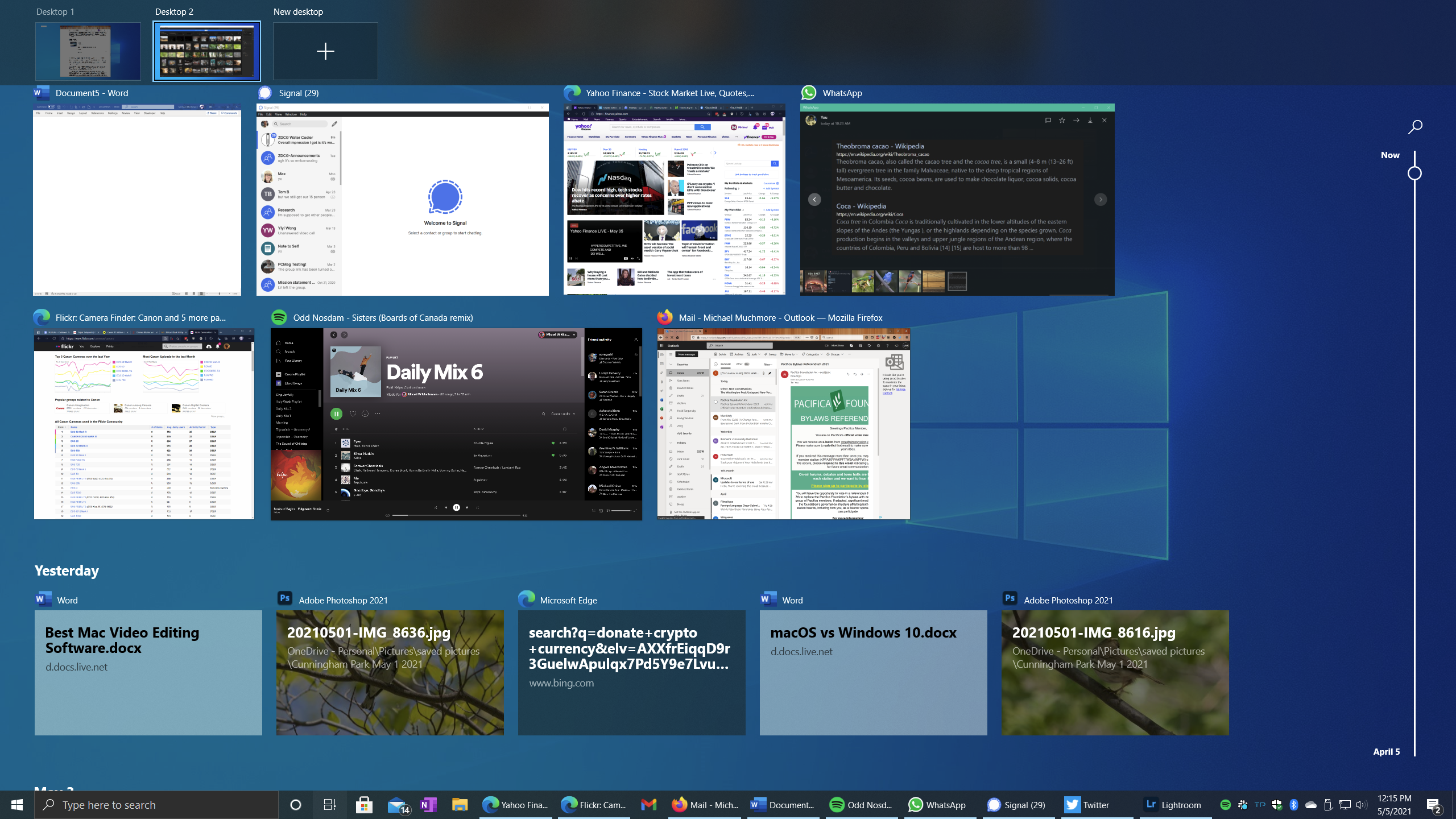 Task View in Windows 10