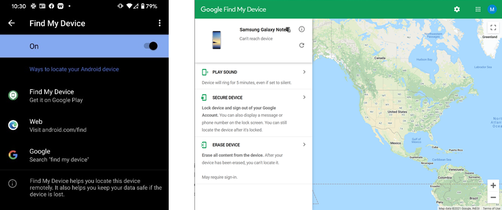 Find My Device in Android