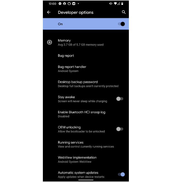 Developer Options in Android