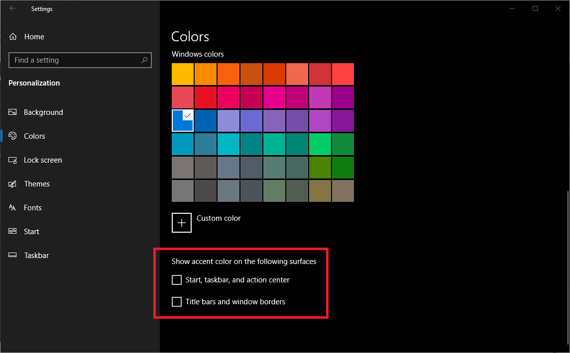 accent color options