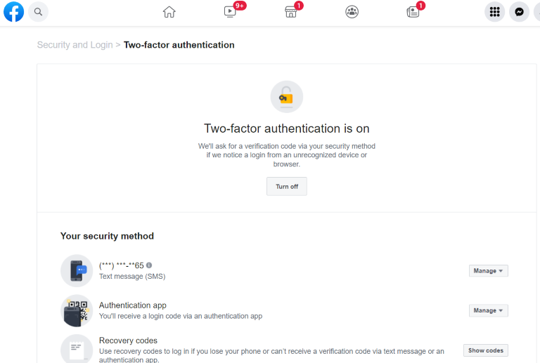 Facebook Two-Factor Authentication