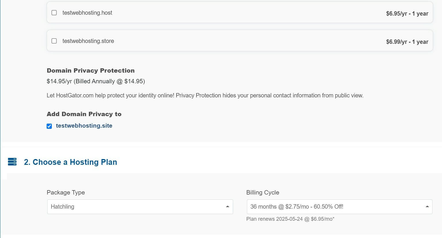 Domain privacy costs extra with most hosts.