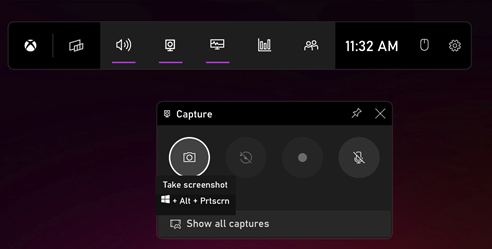 Windows 11 Game Bar for screenshots