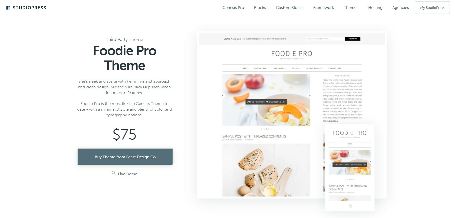 StudioPress' Foodie Pro theme