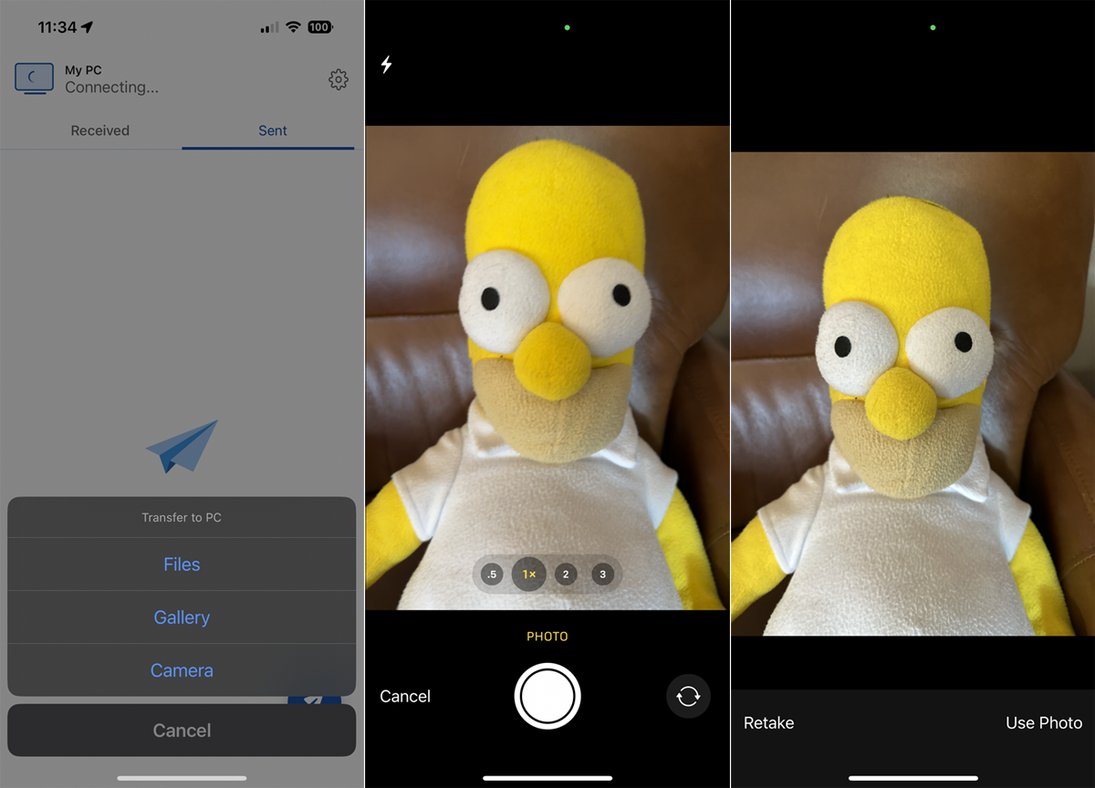 Tap the Camera option and snap a photo