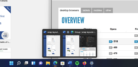 Snap groups in the Taskbar