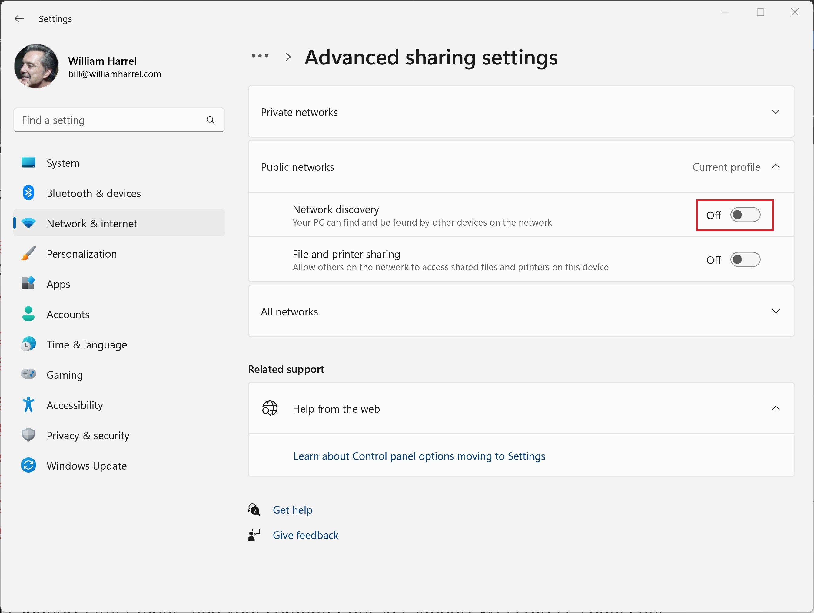 windows 11 advanced sharing settings