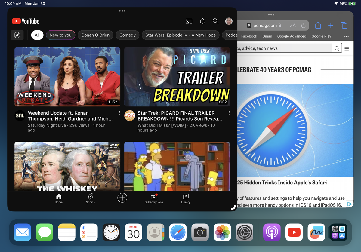 The two open windows then appear side by side