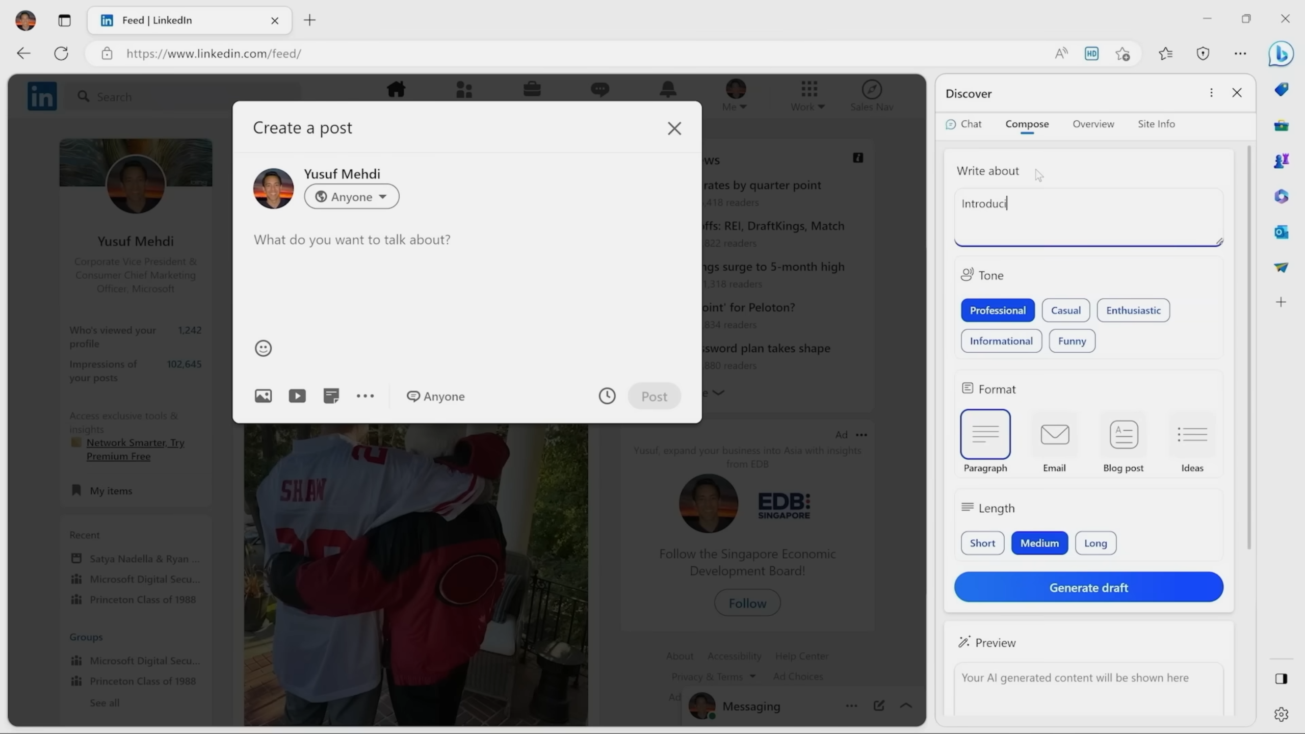 Compose AI Sidebar in Edge