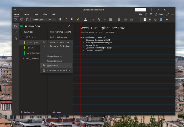 OneNote Password Lock