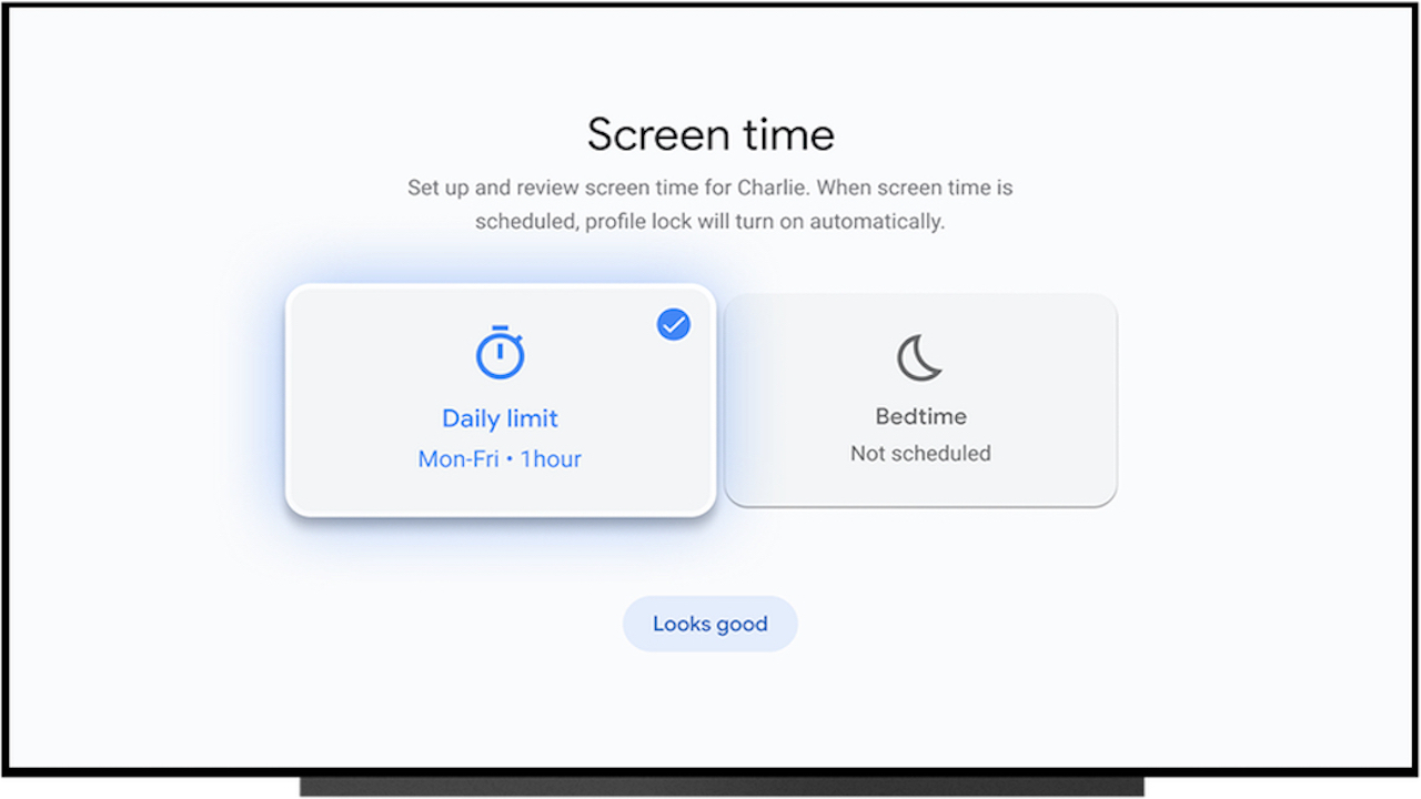 Google TV Kids Profile screen time settings