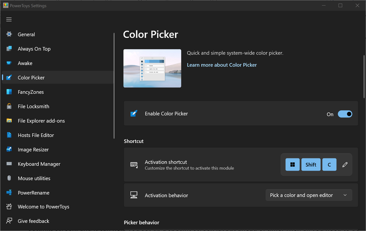 Set up Color Picker