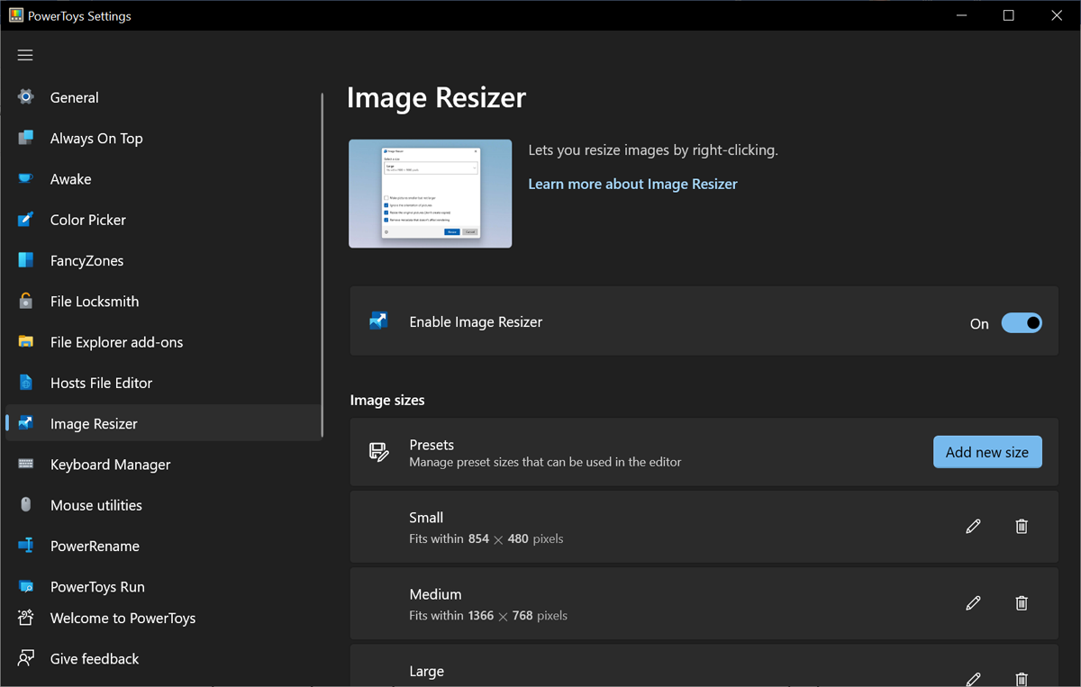 Set up Image Resizer