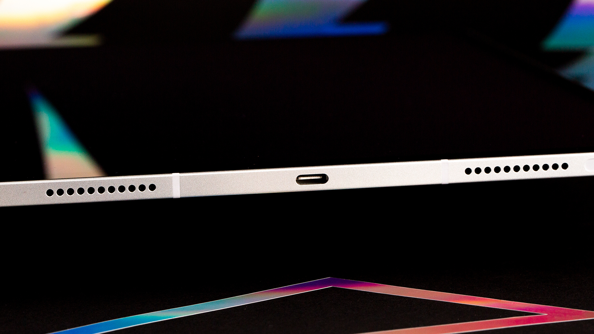 close-up of the USB-C port on an iPad Pro 12.9-Inch, 2021