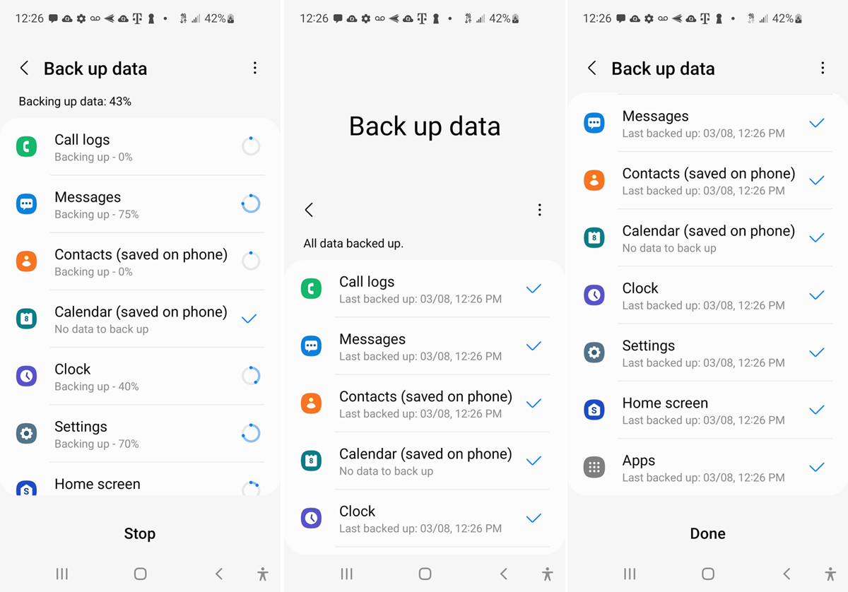 Review the backed up data