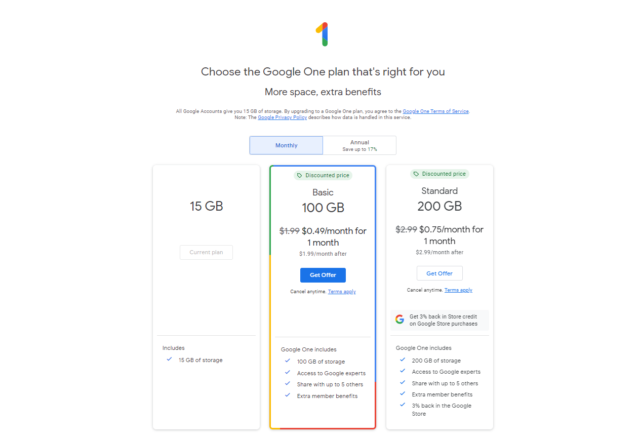 google one pricing