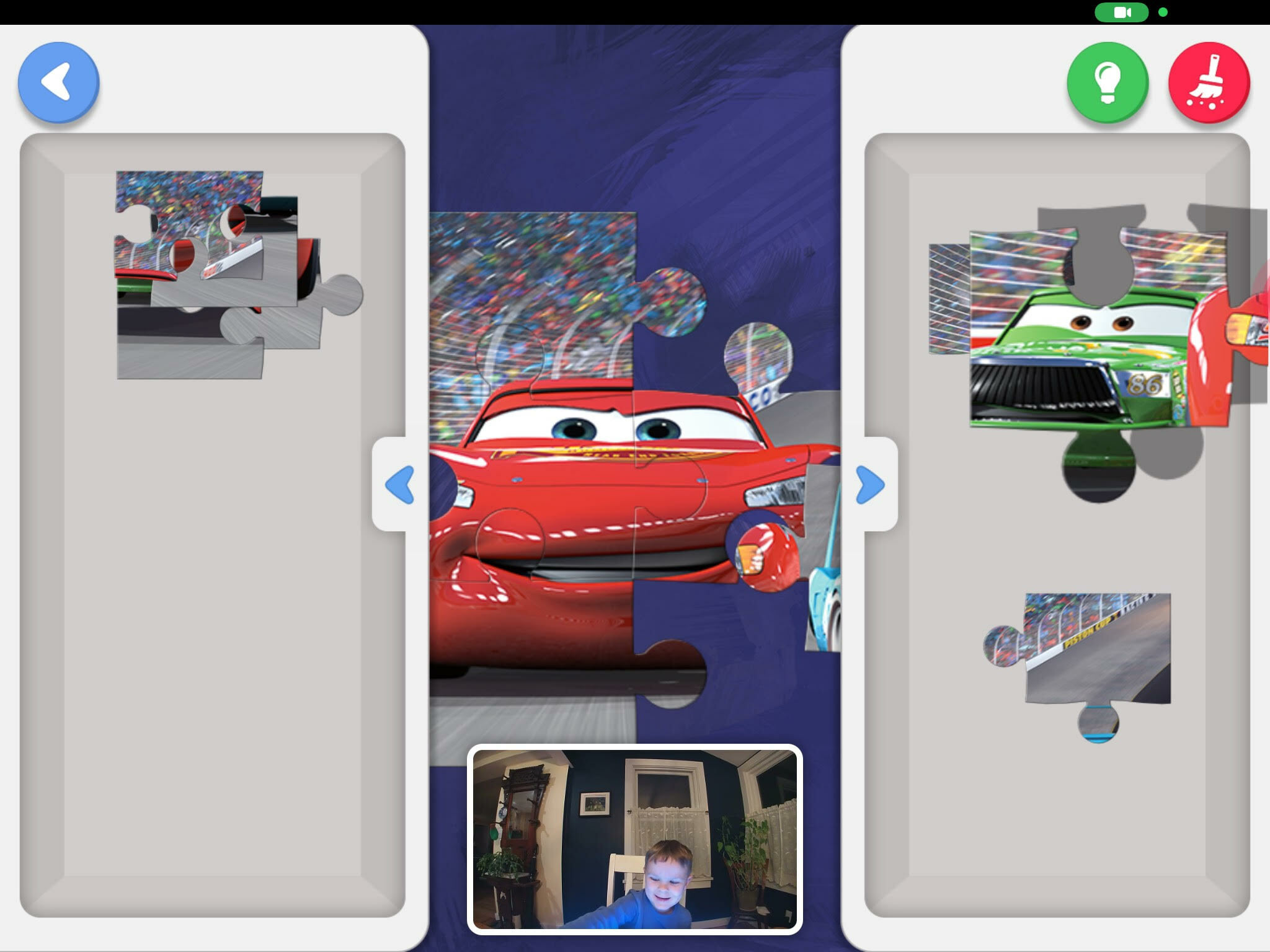 Lightning McQueen in a puzzle.