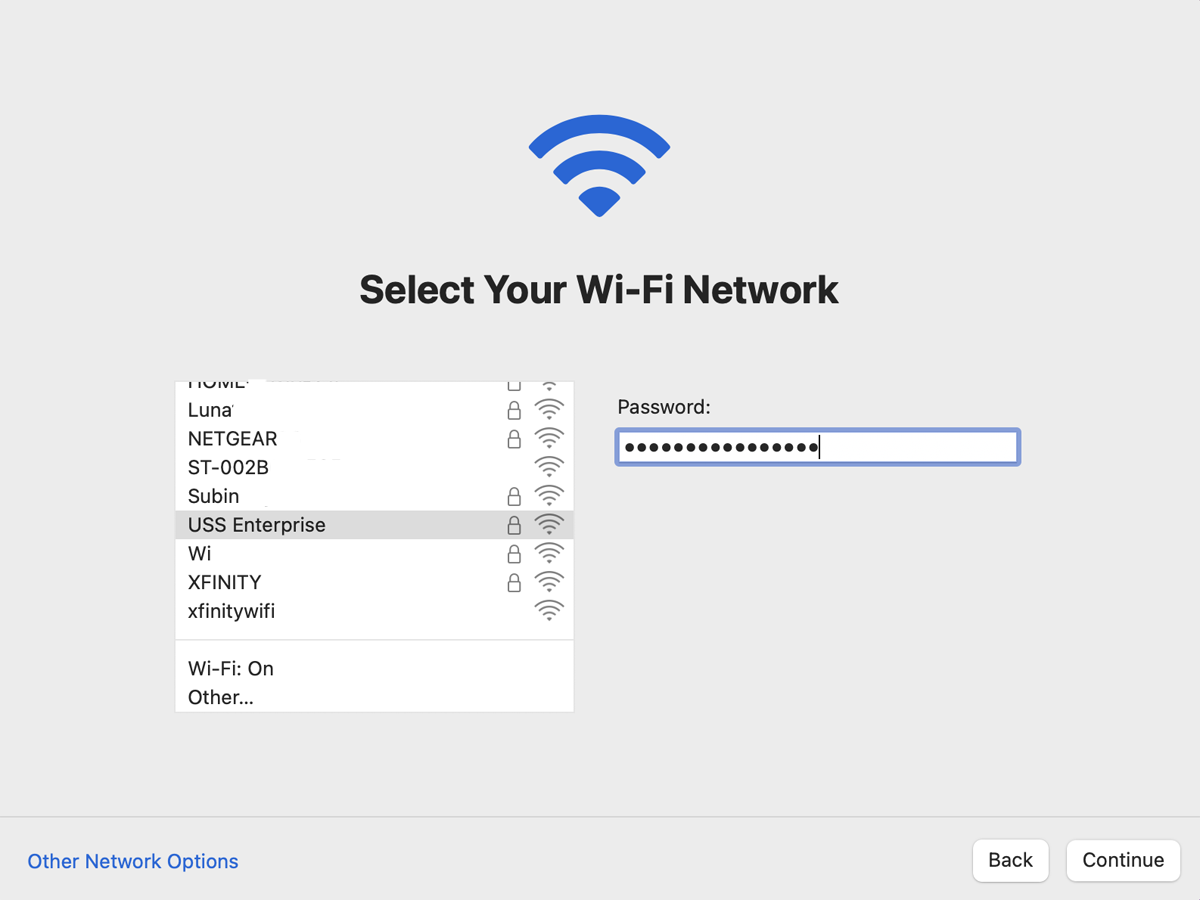 Select your Wi-Fi network