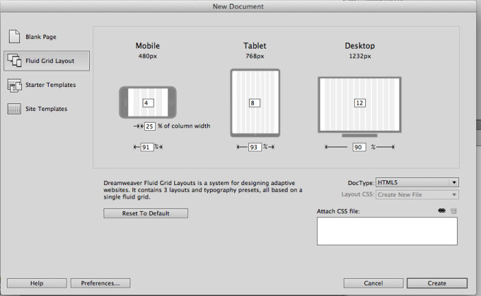 Dreamweaver CC: Fluid Grid Layouts