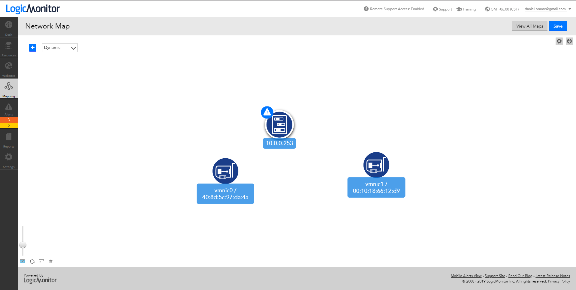 LogicMonitor dynamic map generation screen shot