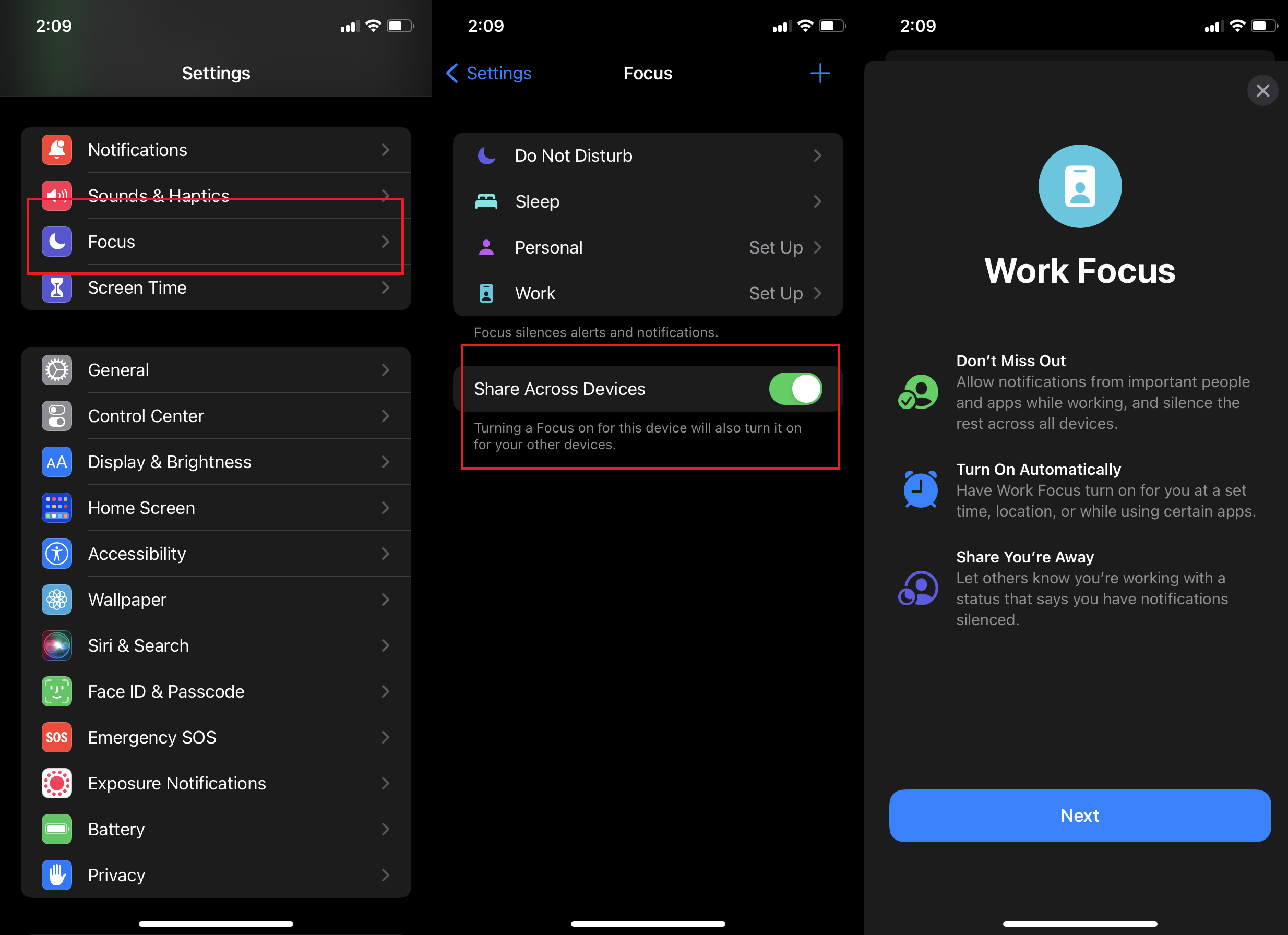 iphone focus mode screenshots from ios 15