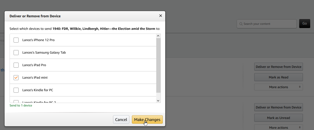 Deliver to and from device