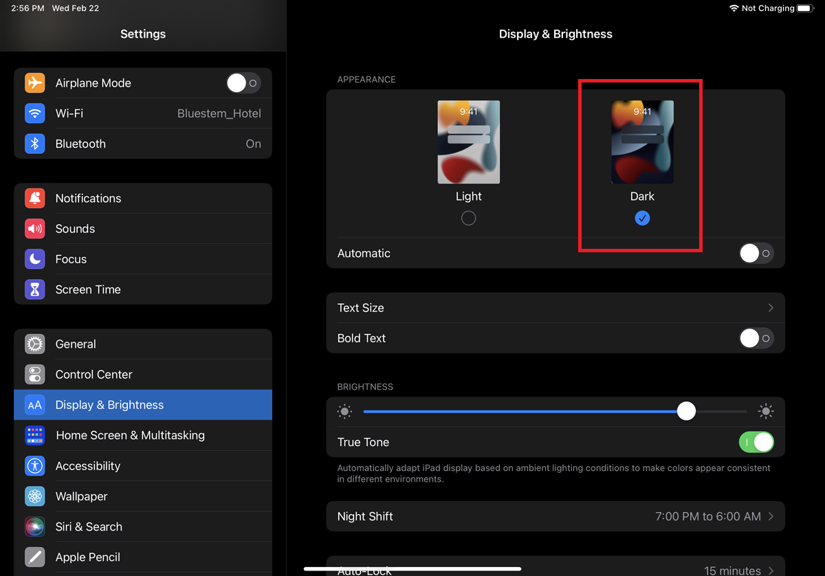 Enable Dark mode from Settings