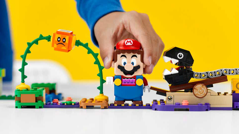 mario on a purple brick