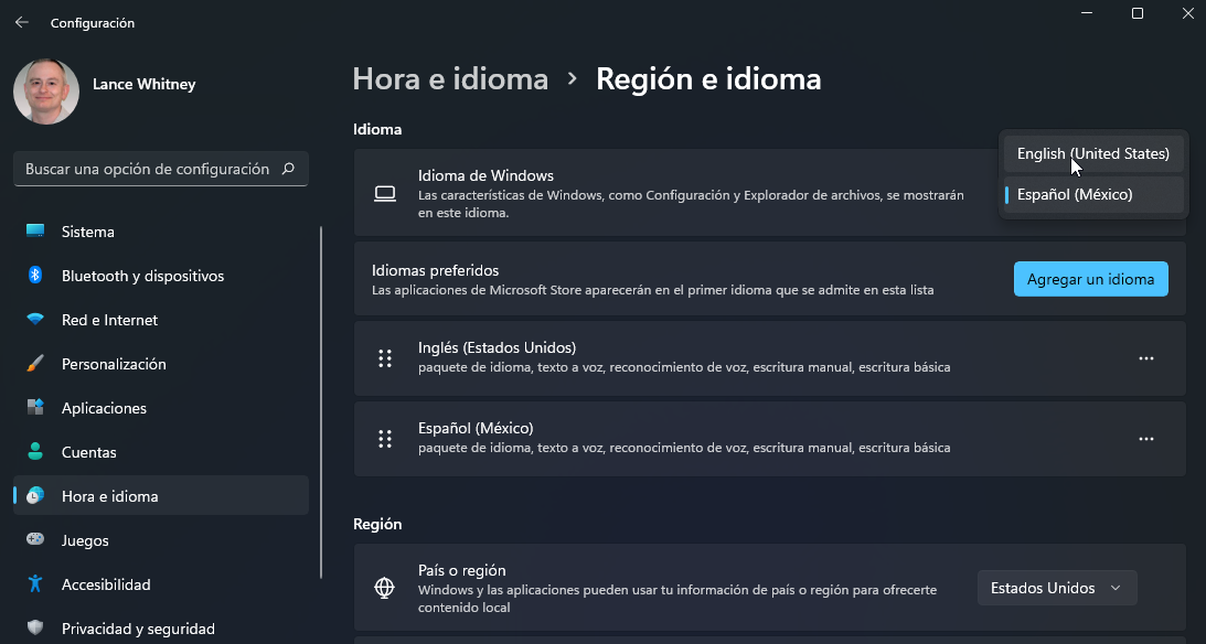 See the windows and menus in English again