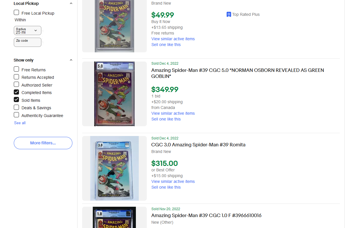 Price Your Item by Reviewing Similar Listings