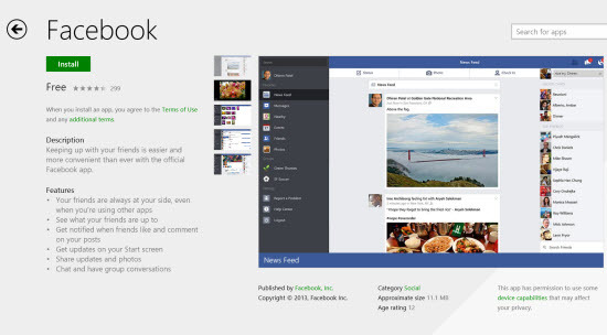 Facebook for Windows 8.1