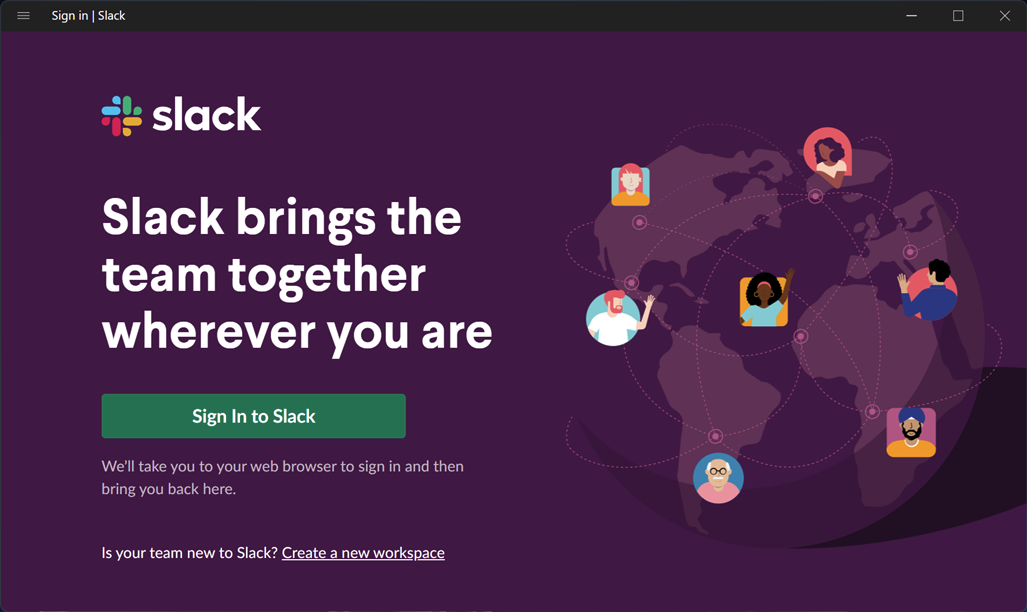 Sign In to Slack App on Windows 11