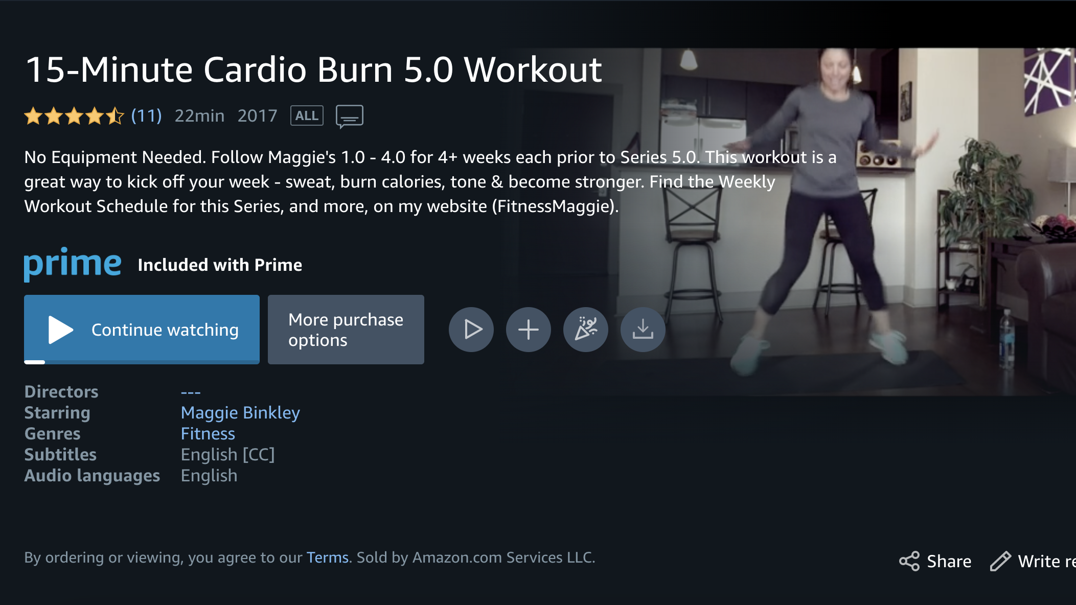 prime video 15 minute cardio