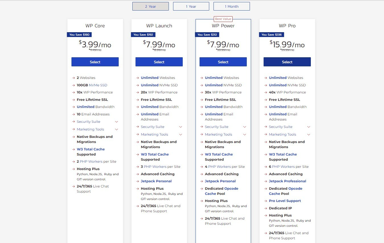 InMotion's WordPress hosting plans