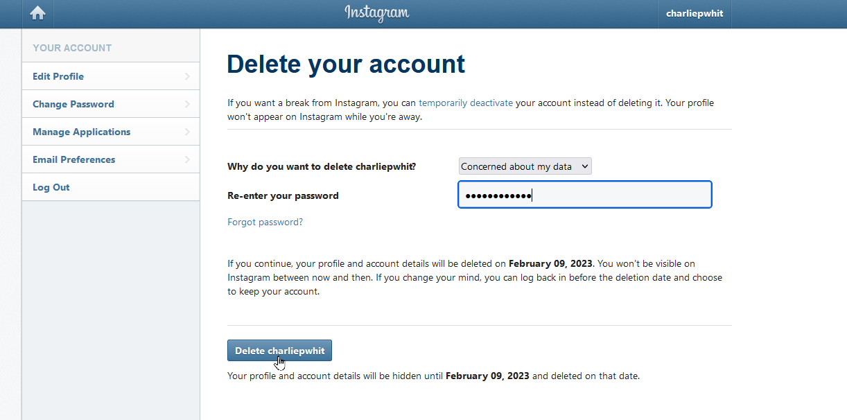 Delete Your Account Using the Web
