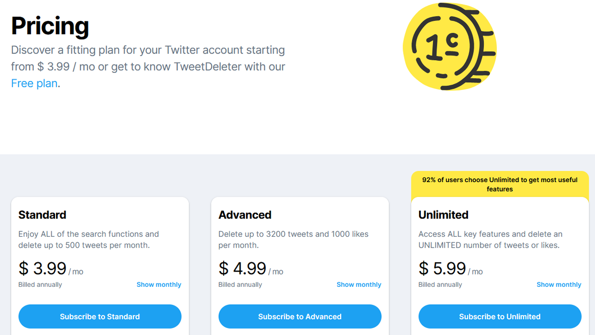 Tweet Deleter paid plans