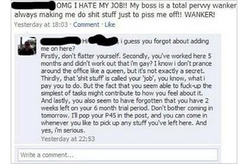 Fired via Facebook