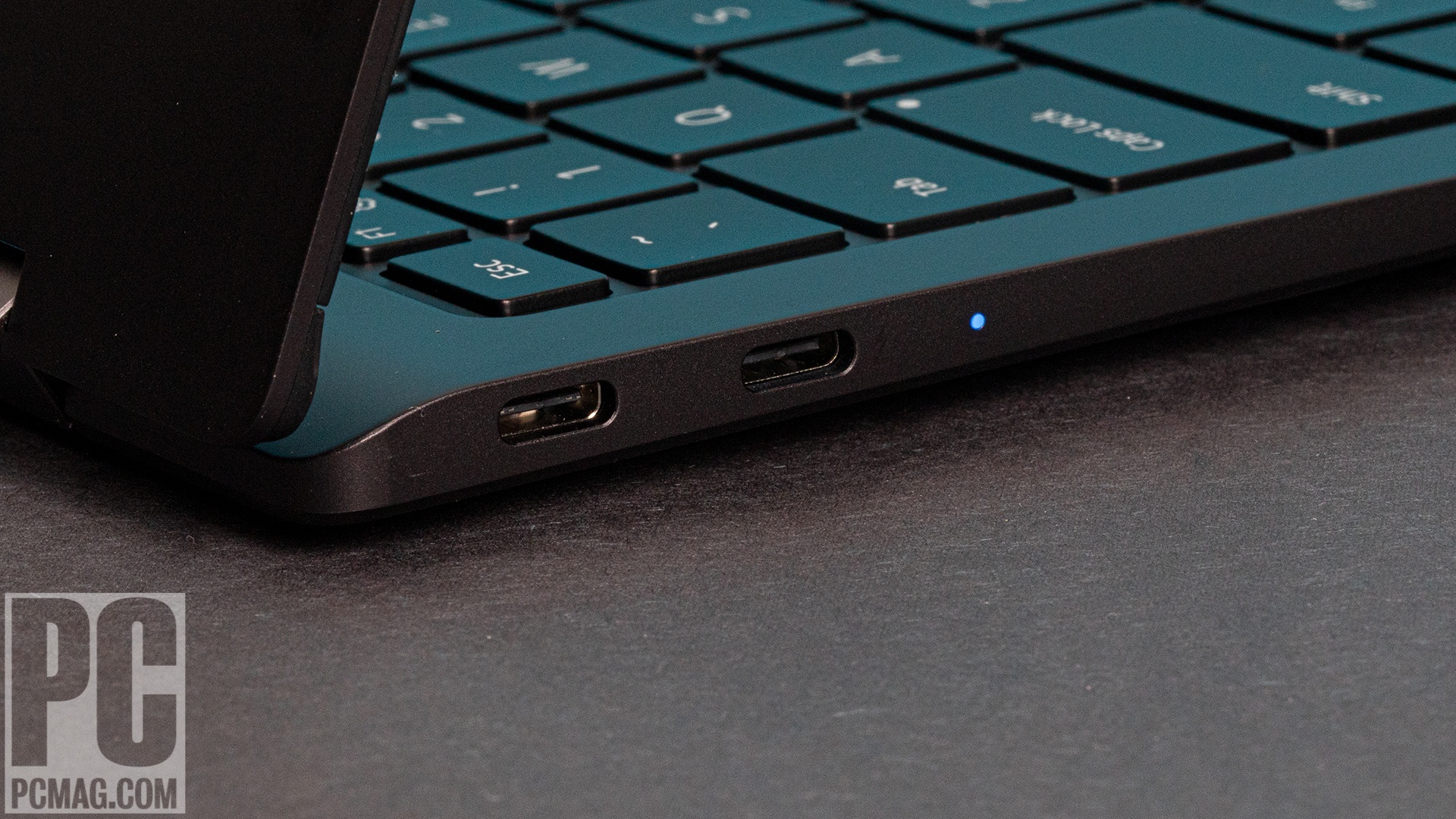 USB-C ports on a laptop