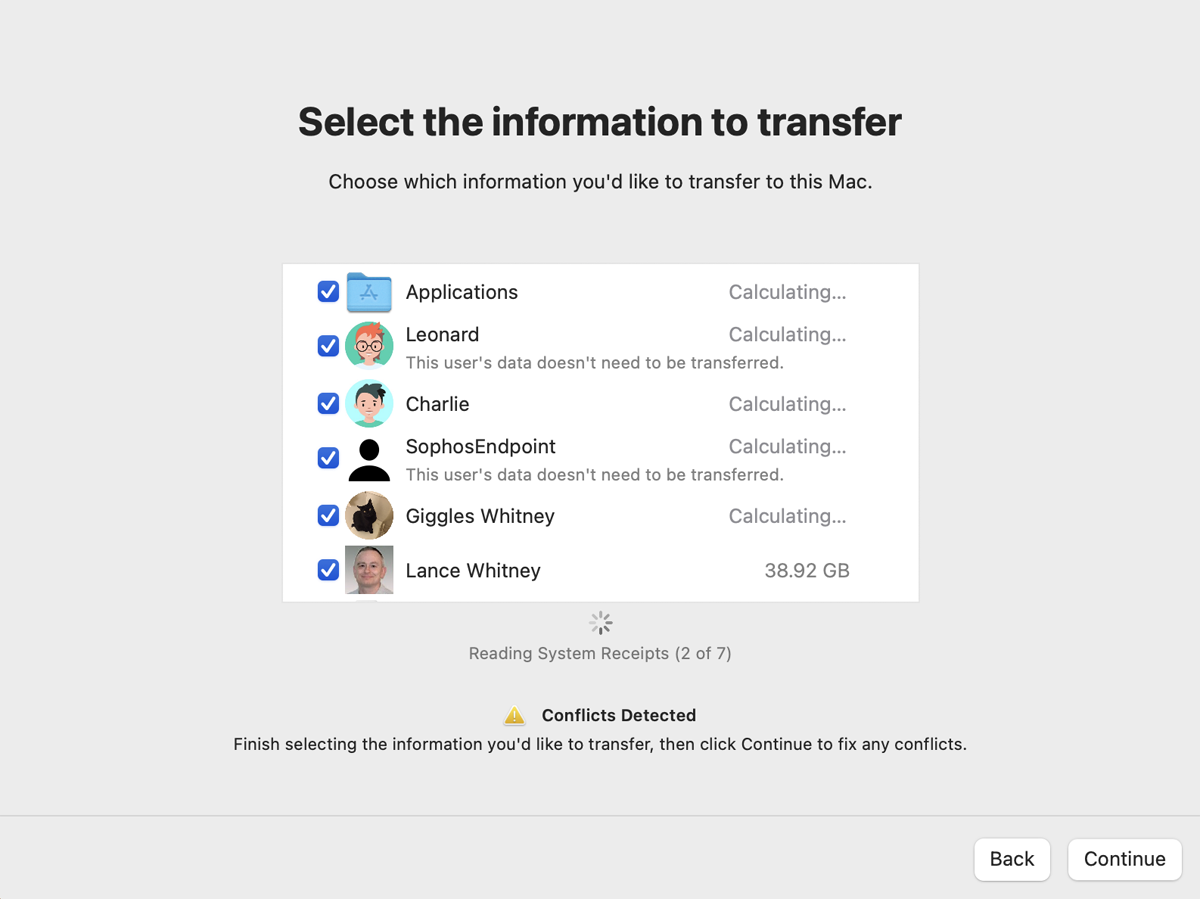 Review the content available to transfer