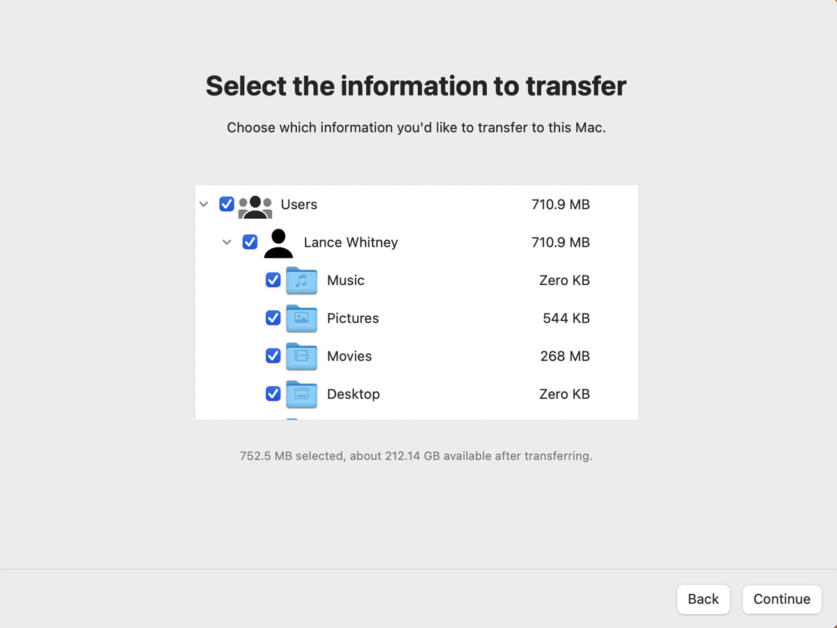 Deselect any content that you don’t wish to copy