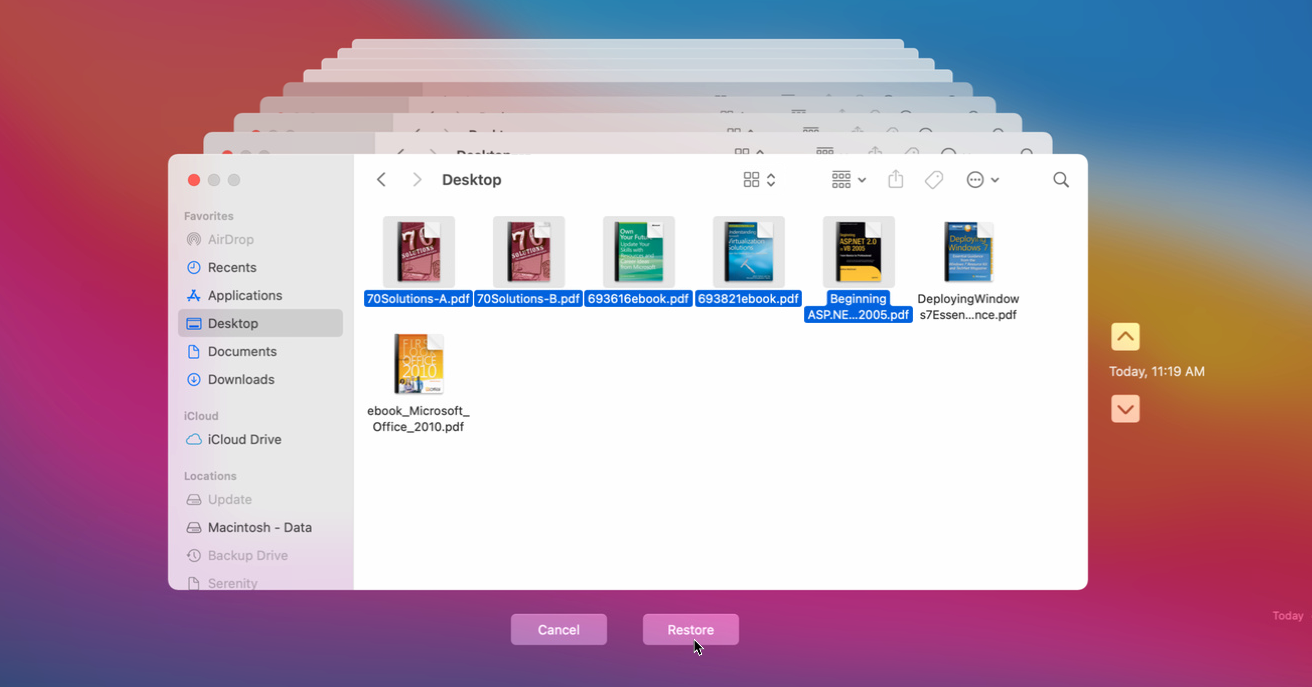 restore files from time machine