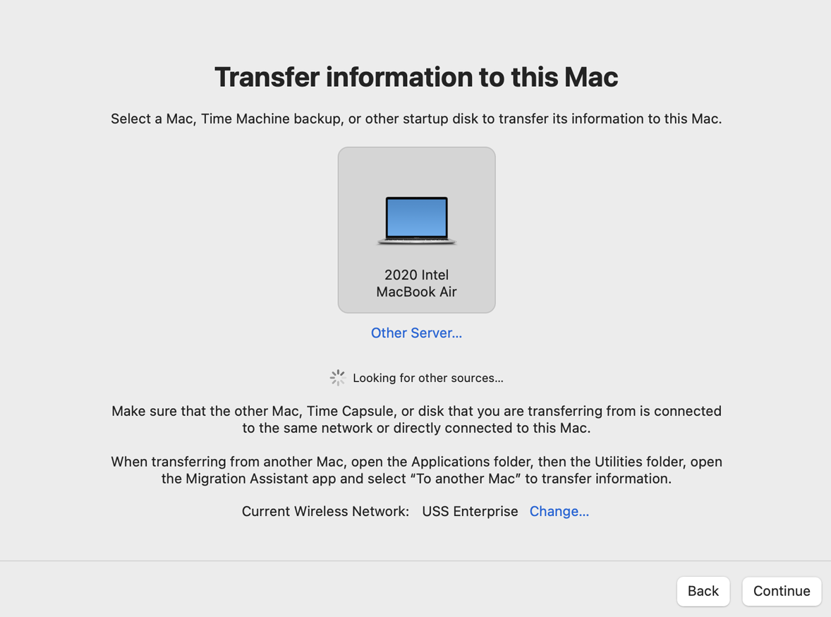 Continue on your old machine
