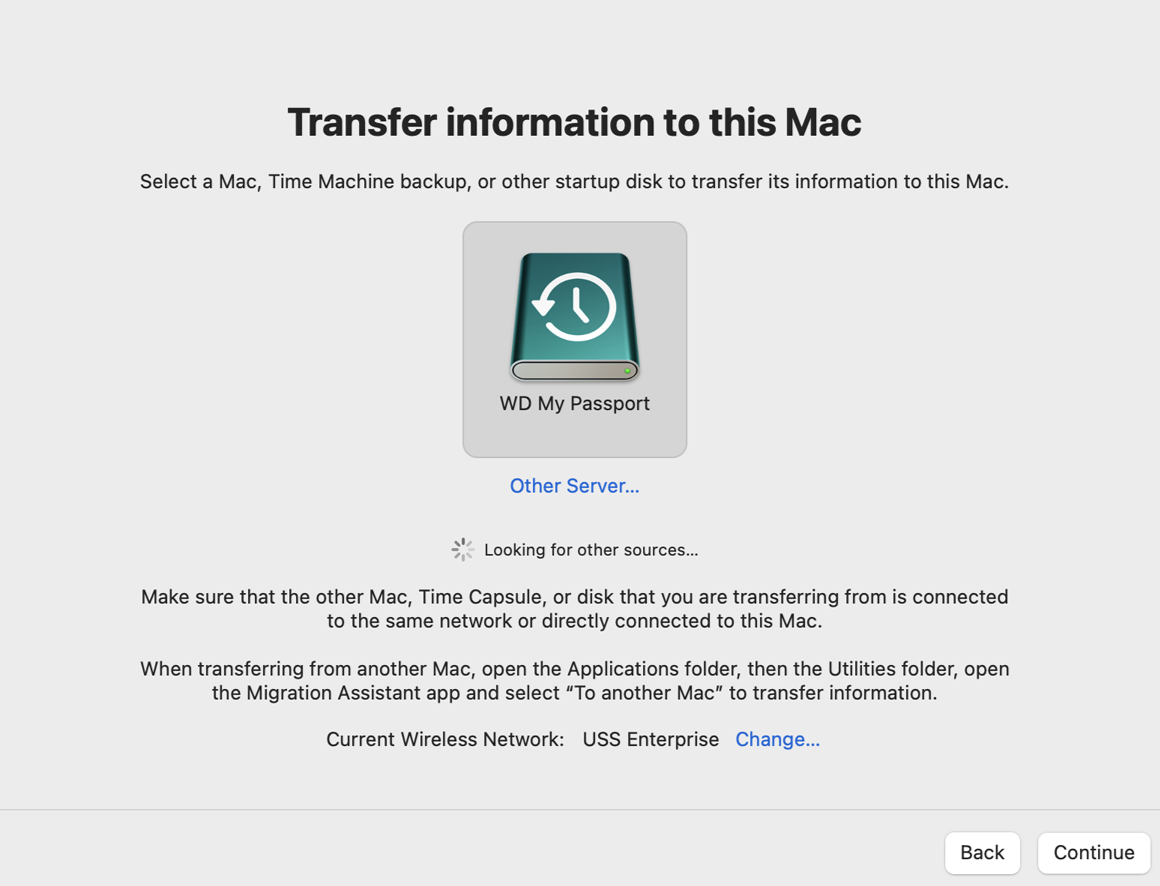 select time machine backup
