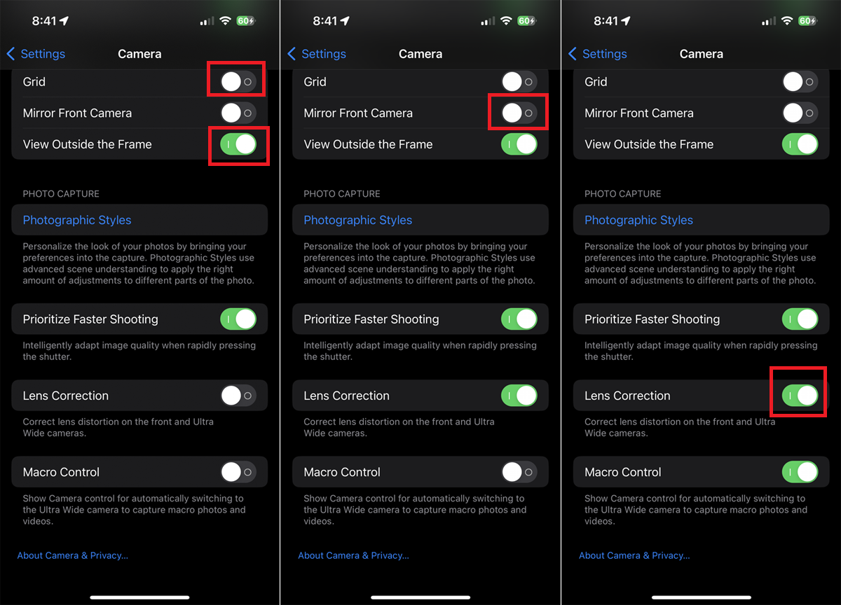 composition settings