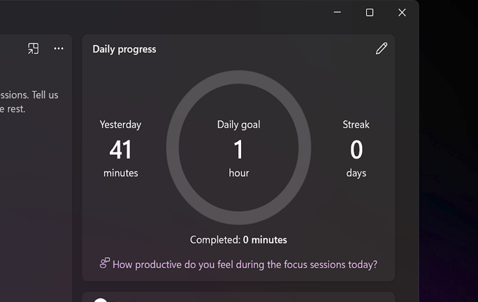Track progress in Windows 11 Focus Sessions