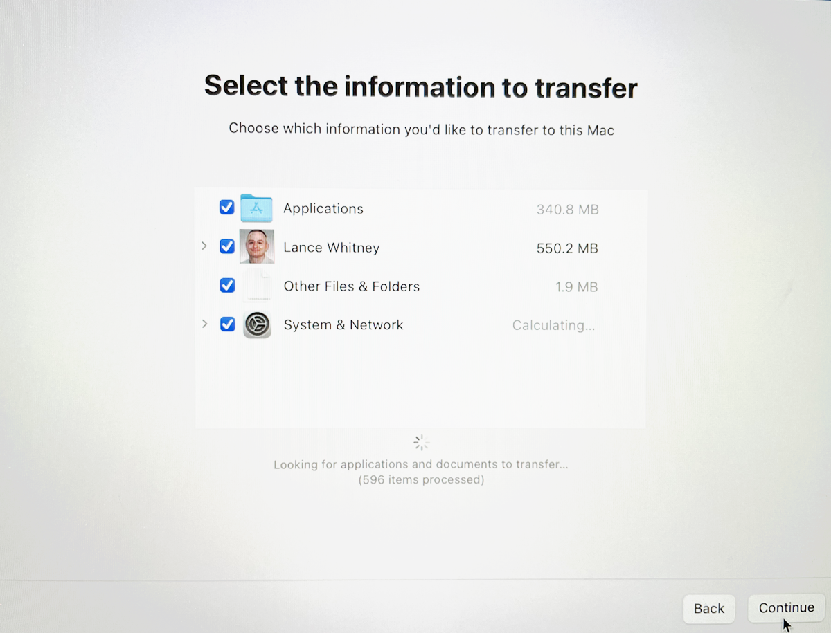 Confirm the information to transfer