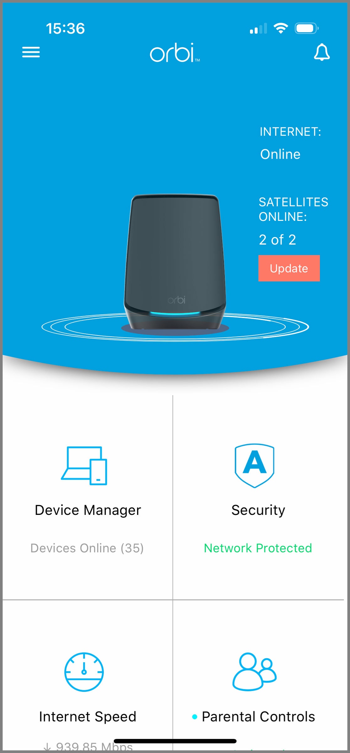 Orbi App Screenshot Home Screen